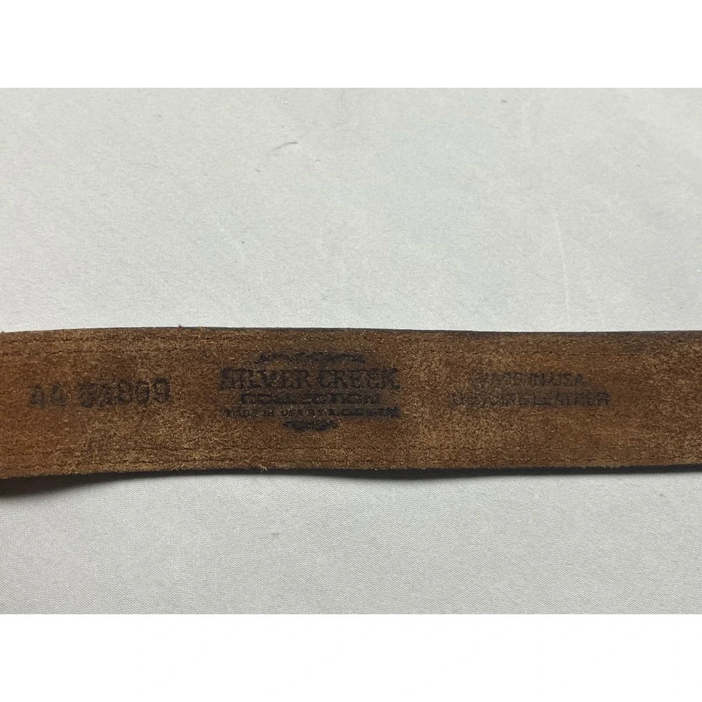 Silver Creek Collection Mens Tan Brown Leather Western Belt Made in USA Size 44